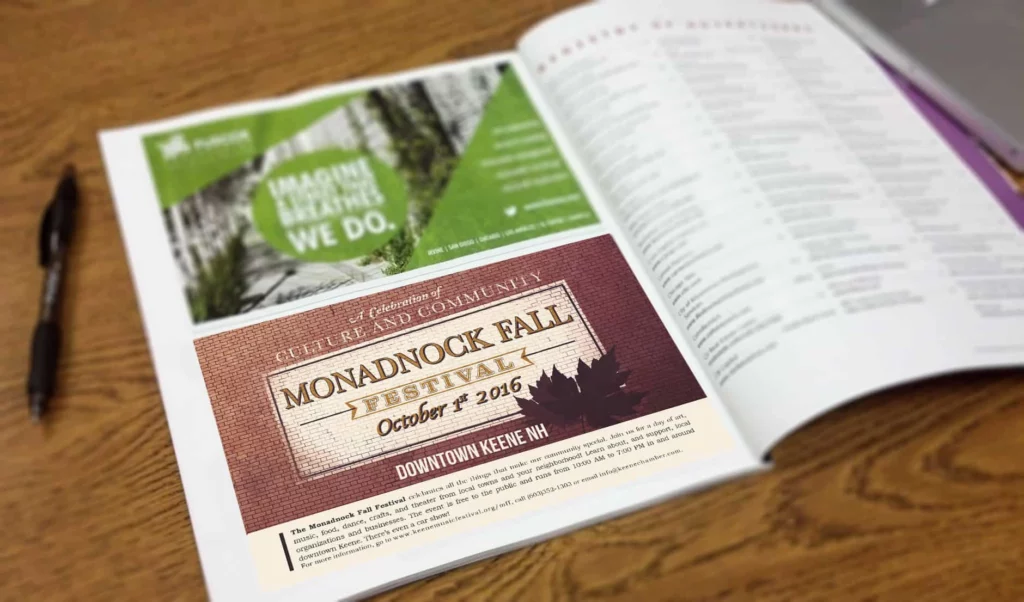 monadnock fall festival ad mocked up in a magazine