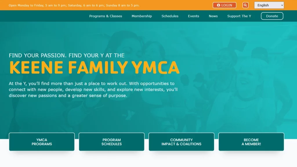 keene family ymca website design