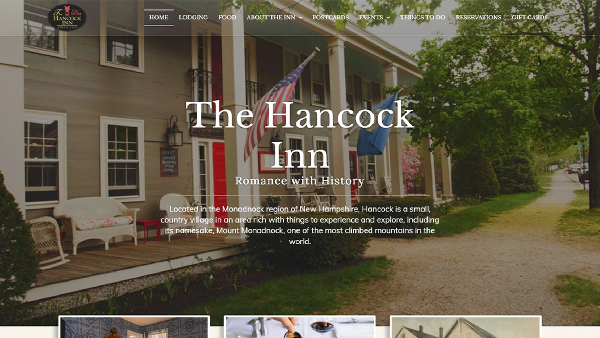 the hancock inn's website design